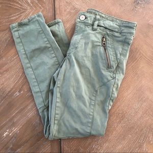 AE Olive Green Moto Jeans